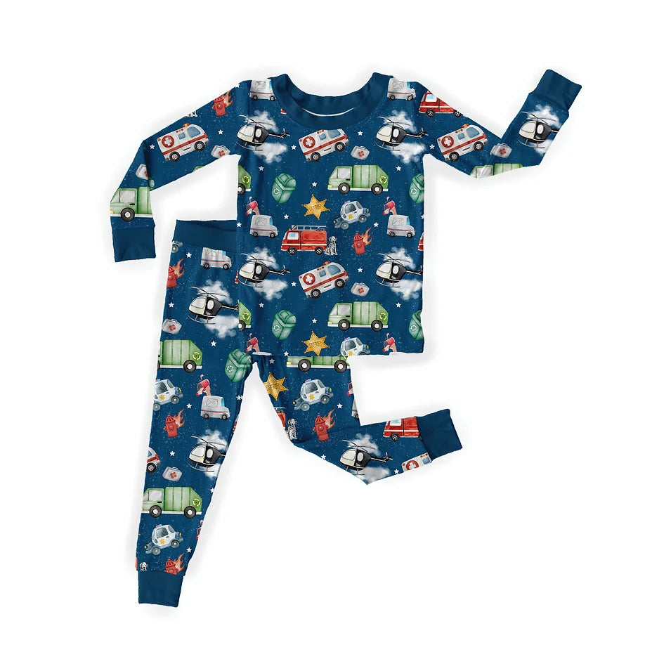 Wee Woo Hometown Heroes Bamboo Long Sleeve Two Piece Pajama Set