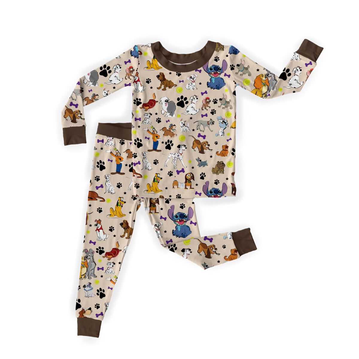 Pooch Pals Bamboo Long Sleeve Two Piece Pajama Set