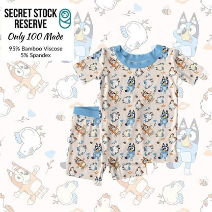 Chicken Heelers Bamboo Short Sleeve Two Piece Pajama Set