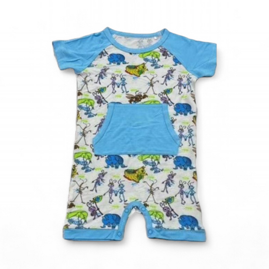 Love Bugs Bamboo Pocket Romper With Snaps & Pocket