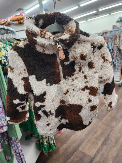 Cow Print Sherpa Jacket