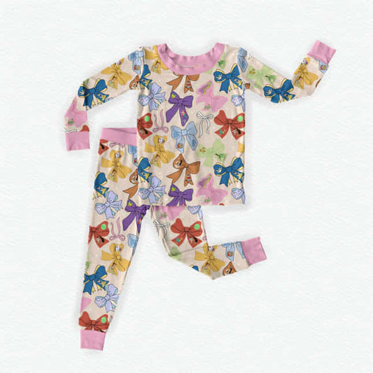 Princess Bows Bamboo Long Sleeve Two Piece Pajama Set