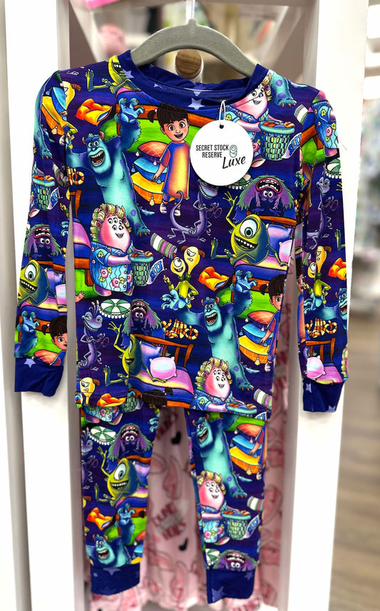 Neon Monsters Inc Bamboo Long Sleeve Two Piece Pajama Set