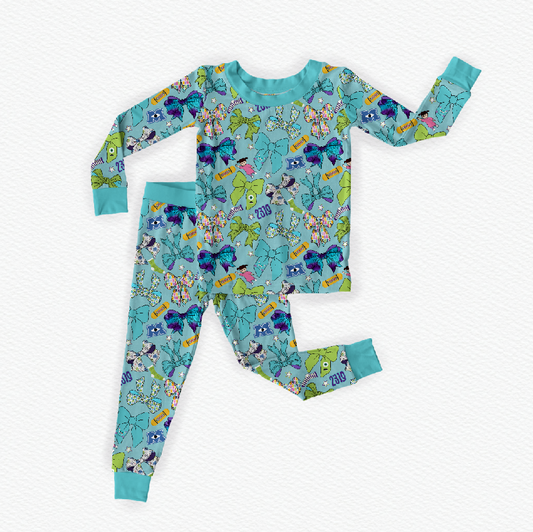 Monster Bows Bamboo Long Sleeve Two Piece Pajama Set