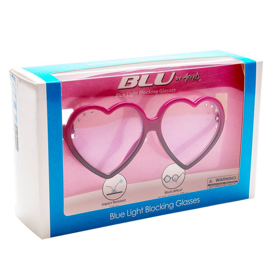 Kids Blue Light Blocking Glasses Pink-Purple Gem Heart Frame