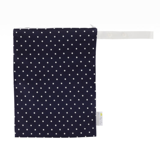 Itzy Ritzy - Travel Happens Sealed Wet Bag - Navy Dots