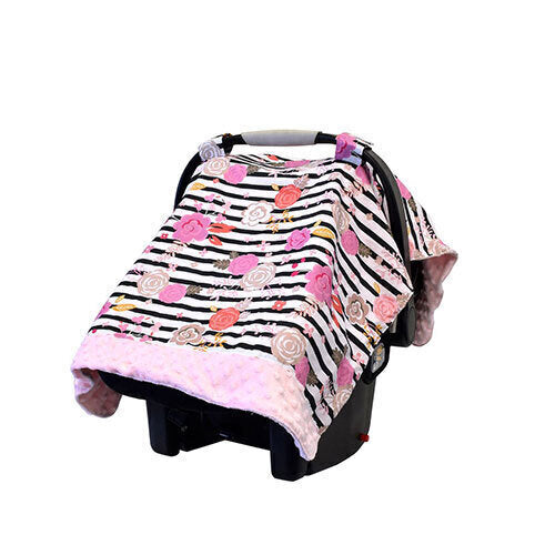 Itzy Ritzy Cozy Happens Car Seat Cover- Floral Stripe