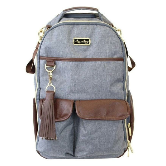 Boss Backpack Diaper Bag Baby Essentials In Handsome Heather denim By Itzy Ritzy