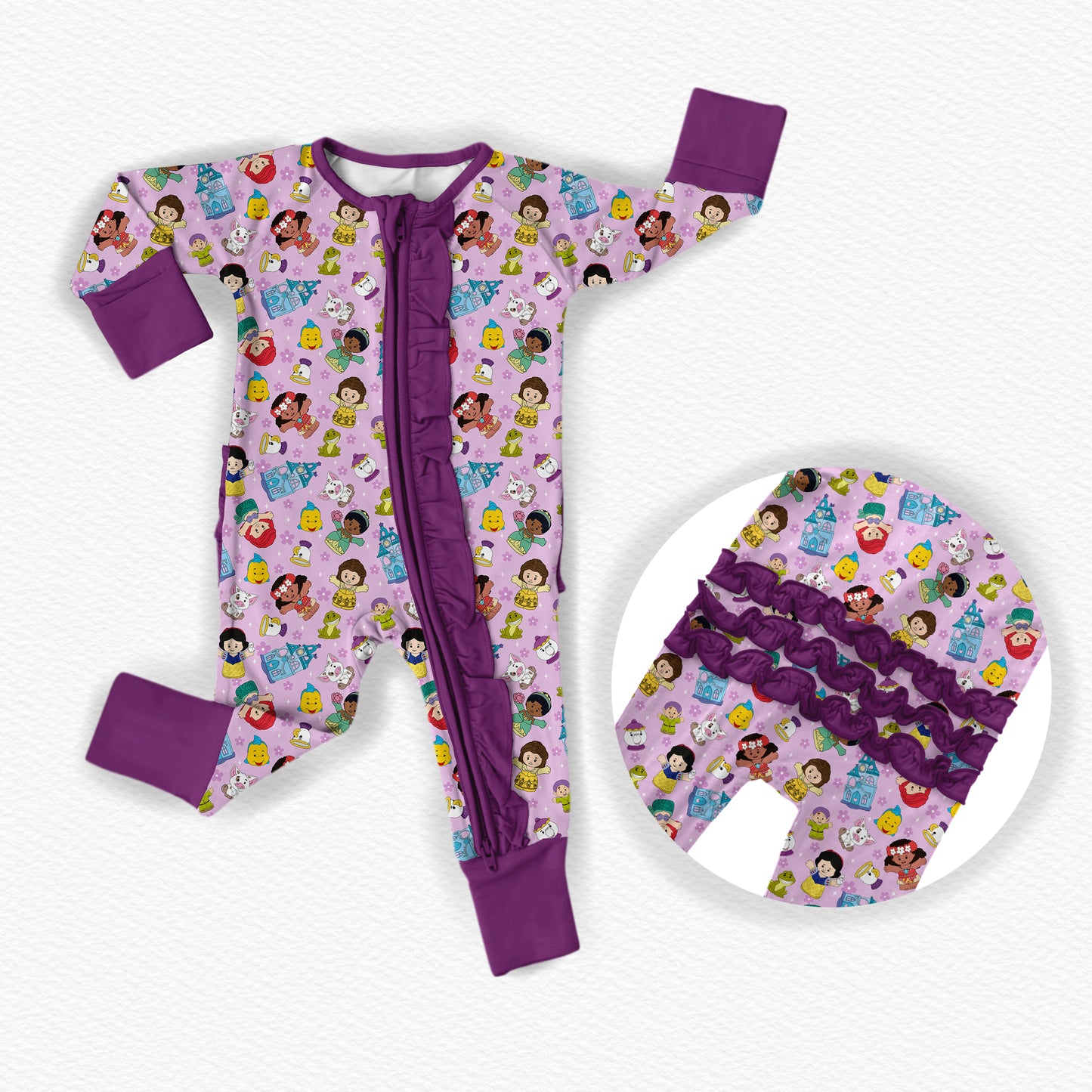 Purple Princess Tiny People Ruffle Bamboo Zippy Pajamas