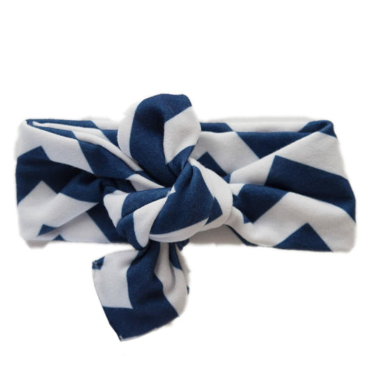 Itzy Ritzy Top Knot Headband- City Chevron Navy