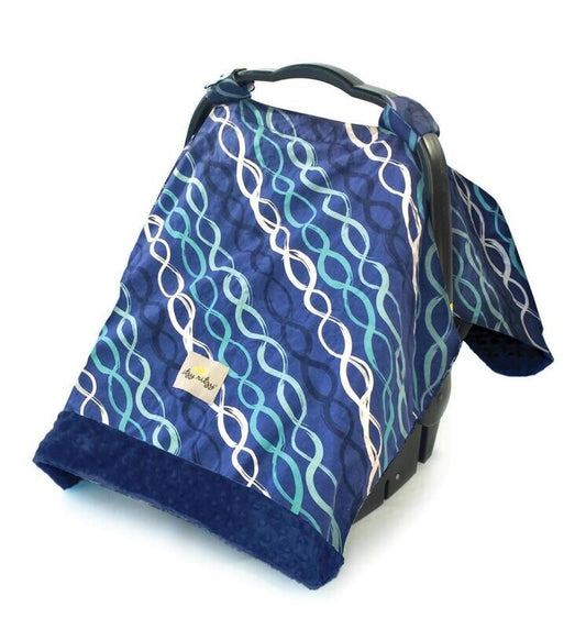 Itzy Ritzy Cozy Happens Car Seat Cover- Indigo Helix