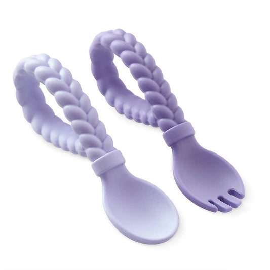 Amethyst + Purple Diamond Sweetie Spoons™ + Fork Set - Itzy Ritzy children's silicone utensils silverware