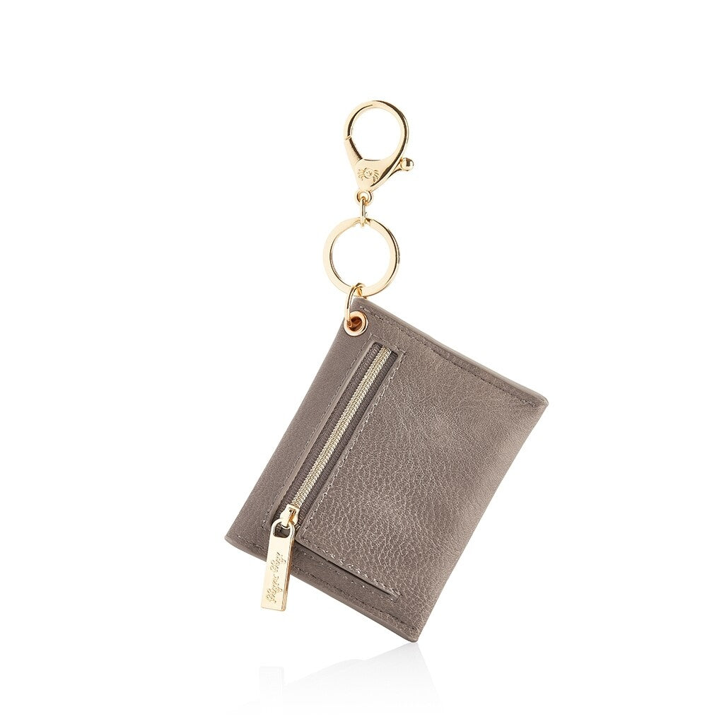 Itzy Ritzy Mini Wallet™ Card Holder & Key Chain Charm- Taupe